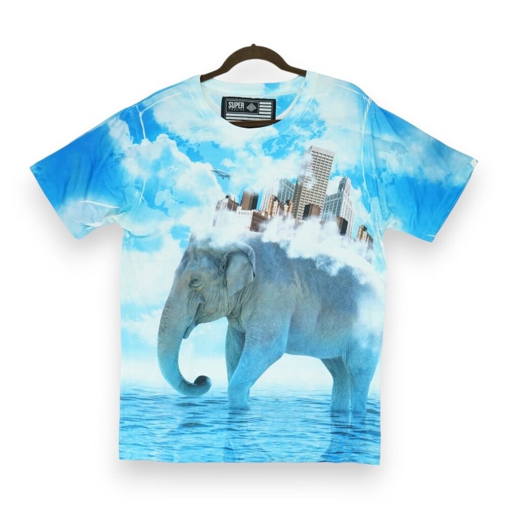Super Massive Mens XL Short‎ Sleeve Tshirt All Over Elephant Print Tee